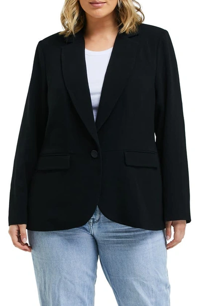 Estelle Megan One-button Crepe Blazer In Black