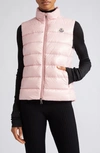 Moncler Ghany Mock Neck Down Puffer Vest In Pink