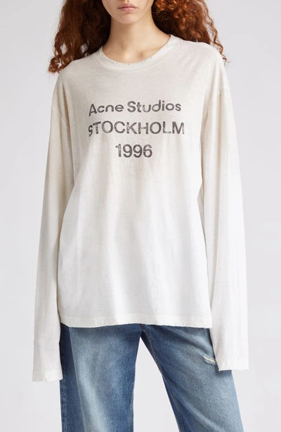 Acne Studios Logo Cotton-blend Jersey Top In Optic White