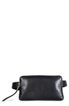 Allsaints Zip Leather Belt Bag In Black Warm Brass