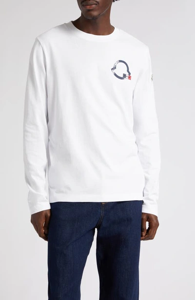 Moncler White Printed Long Sleeve T-shirt In 002 White