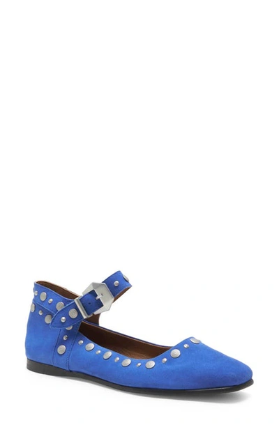 Free People Mystic Mary Jane Flats In Electric Blue Suede