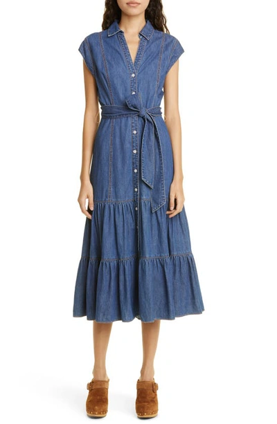 Veronica Beard Arnetta Denim Dress In Corn Flower