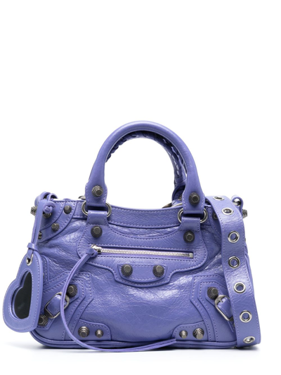 Balenciaga Le Cagole Small Leather Shoulder Bag In Violet