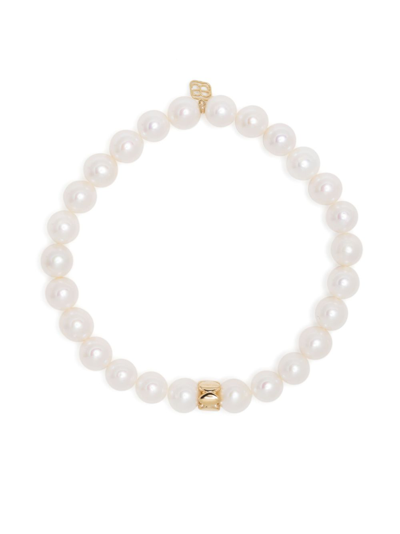 Sydney Evan 14kt Yellow Gold Marquise Rondelle Pearl Bracelet In White