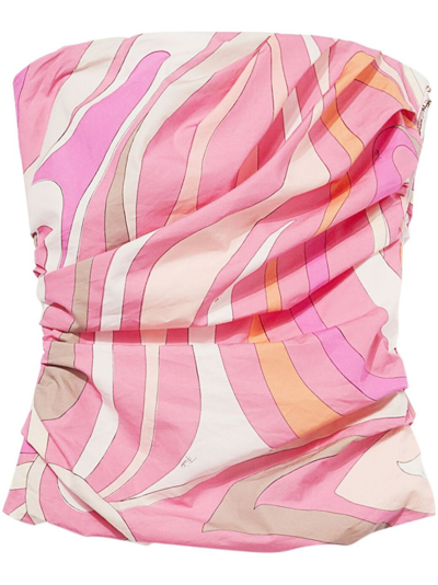 Pucci Abstract-print Cotton Top In Pink