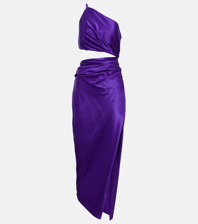 The Sei One-shoulder Cutout Silk Midi Dress In Purple