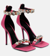 Versace Crystal Embellished Ankle Strap Sandals In Pink
