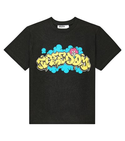 Molo Kids' Rodney Printed Cotton T-shirt In Black