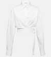 Alaïa Cropped Cotton Poplin Shirt In White