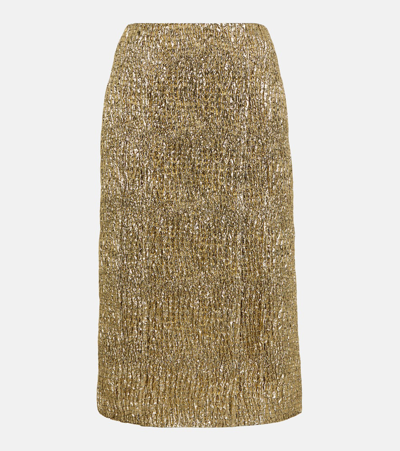 Simone Rocha Metallic Pleated Midi Skirt In Gold