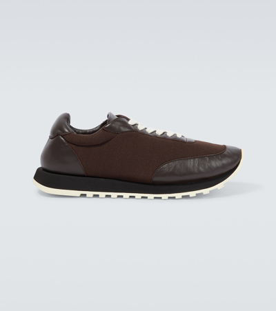 The Row Owen Runner Mesh And Leather Trainers In Brown