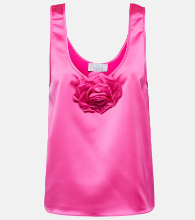 Giuseppe Di Morabito Rose-appliqué Satin Top In Pink