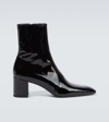 Saint Laurent Arsun Black Boots With Rhinestone-embellished Buckles In Patent Leather Man In Black