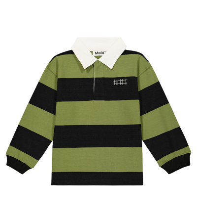 Molo Kids' Relz Striped Cotton Polo Shirt In Multicoloured