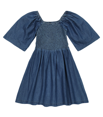 Molo Kids' Cherisa Smocked Chambray Dress In Blue