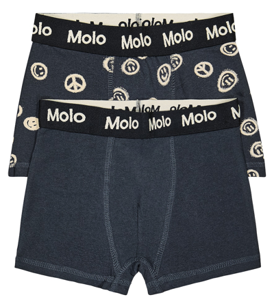 Molo Kids' Justin棉质三角裤两件套装 In Black