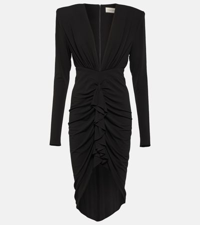 Alexandre Vauthier Draped Jersey Midi Dress In Black