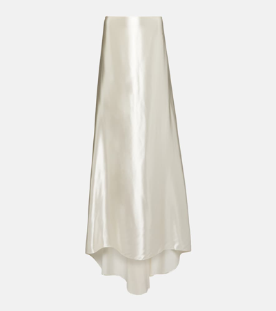 Ferragamo Bridal Satin Maxi Skirt In White
