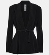 NORMA KAMALI BELTED PEPLUM-HEM JERSEY BLAZER