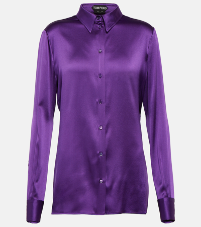 Tom Ford Satin Shirt In Purple