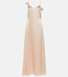Magda Butrym Open-back Appliquéd Silk-satin Maxi Dress In Pink