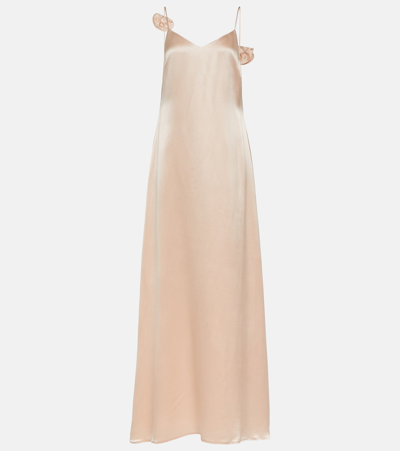 MAGDA BUTRYM FLORAL APPLIQUÉ SILK GOWN