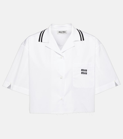 Miu Miu Poplin Top In Bianco