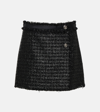 Versace Black Mini Lurex Skirt With Silver-tone Hardware In Black