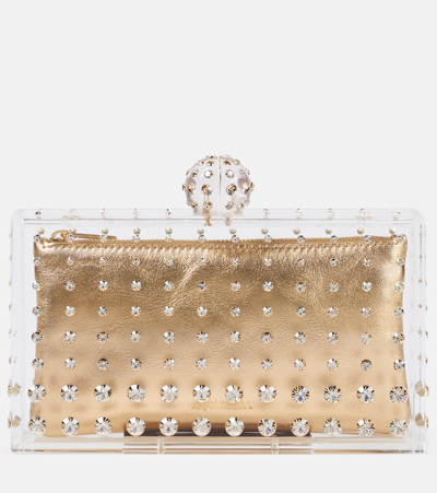 Aquazzura Tequila Crystal-embellished Clutch In Gold