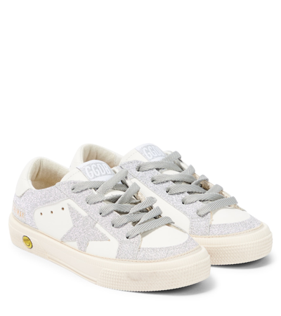 Golden Goose Kids' May Leather Sneaker In Grey