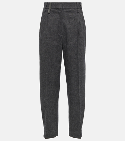 BRUNELLO CUCINELLI MID-RISE WOOL-BLEND PANTS