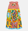 DOLCE & GABBANA PRINTED PLEATED COTTON MIDI SKIRT