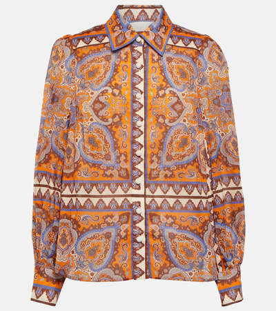 Zimmermann Halcyon Printed Cotton Shirt In Orange