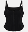 Tom Ford Double Cady Stretch Zipped Corset Top In Black