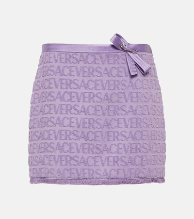 Versace X Dua Lipa Logo提花迷你半身裙 In Purple