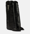 GIVENCHY SHARK LOCK COWBOY LEATHER KNEE-HIGH BOOTS