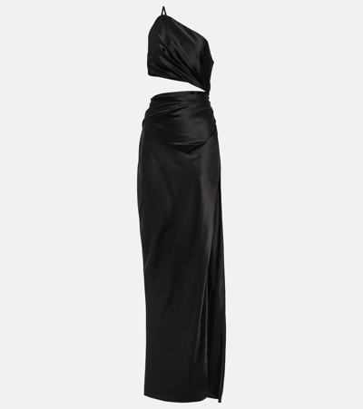 The Sei One-shoulder Cutout Silk Gown In Black