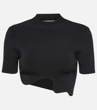 Christopher Esber Maparadita Ripple-hem Crop Top In Black
