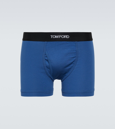 Tom Ford Logo-trim Boxer Briefs In High Blue