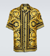 Versace Informal Shirt Silk Twill Fabric Barocco Print In Gold