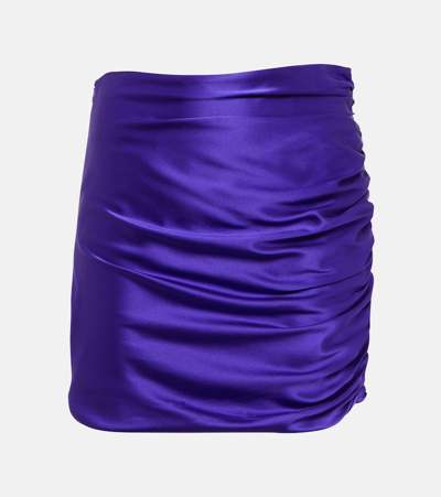 The Sei Ruched Silk Miniskirt In Purple
