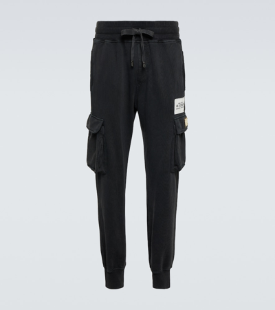 Dolce & Gabbana Logo Tapered Cargo Pants In Black