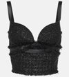 Versace Black Lurex Top With Matching Web Detail In Wool Blend Woman In Black