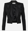 Saint Laurent Cropped Wool Tuxedo Jacket In Black