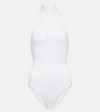 Alaïa Ribbed-knit Halterneck Bodysuit In White