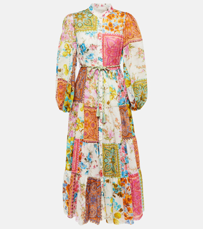 Zimmermann Halcyon Print Cotton Midi Dress In Multicolor