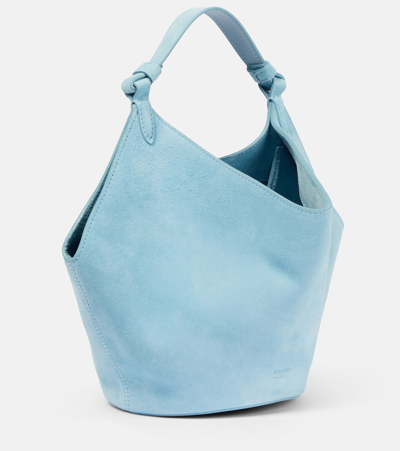 Khaite Lotus Mini Suede Shoulder Bag In Blue