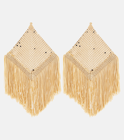 Paco Rabanne Fringed Chainmail Earrings In Gold