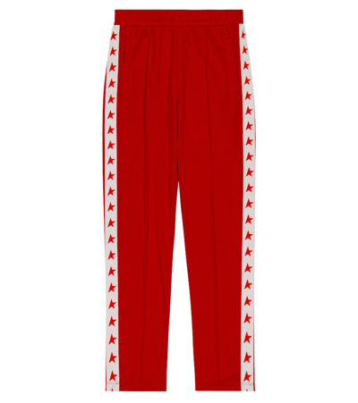 Golden Goose Kids' Logoed Side Stripes Track-pants In Tango Red White